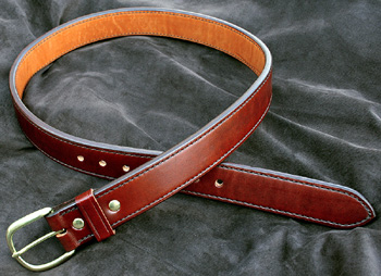 M-18 Lined Dress Leather Belt for concealed carry use or dress wear.  Double thickness stitched leather belt.