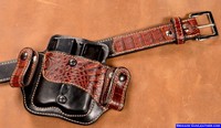 Custom Inside Waistband Leather Mag Pouch with Crocodile Belt