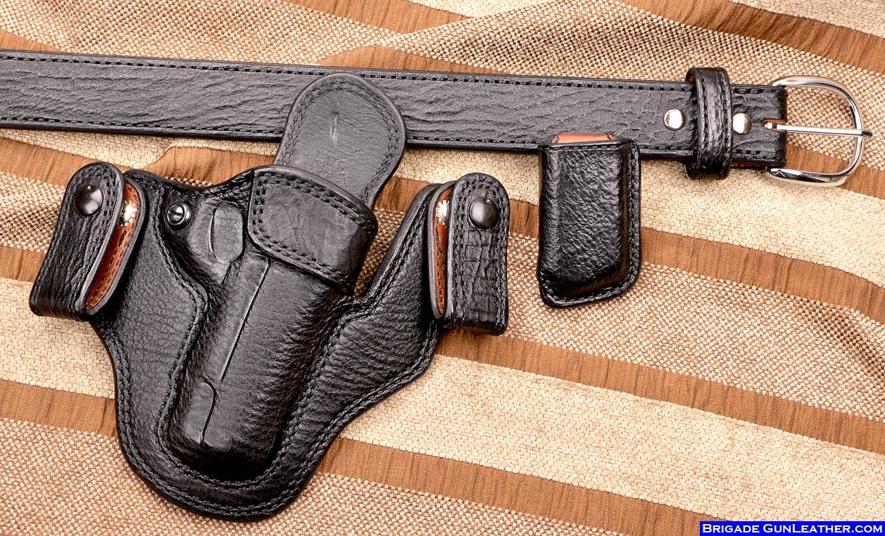 NEW Leather Holster and Belt Hand Tooled Embossed Leather Set JET BLACK 70203 