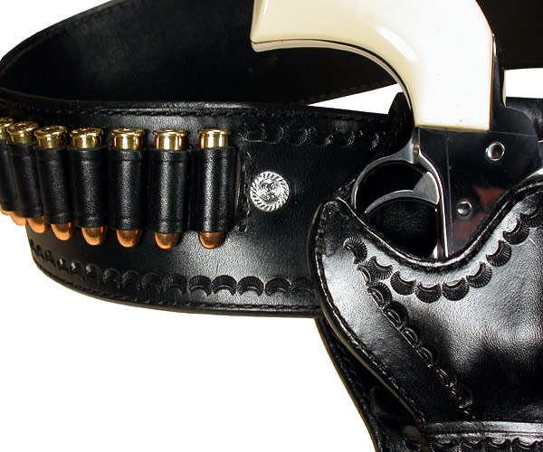 48 In Leather Gun Holster Hilason Western Right Hand Rig 44 45 Cal Cowboy