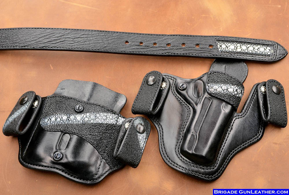 J&J Handmade Heavy Duty Double Layer 1.5" Leather CCW Gun Belt, USA Made, Brown