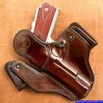 M-11 Concealed carry holster, rear leather guard covers the hammer and pistol metal from contacting your body.