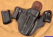 Black Full Shark Hide Leather IWB Gun Holster with matching mag pouch for a Wilson Combat 1911 Pistol